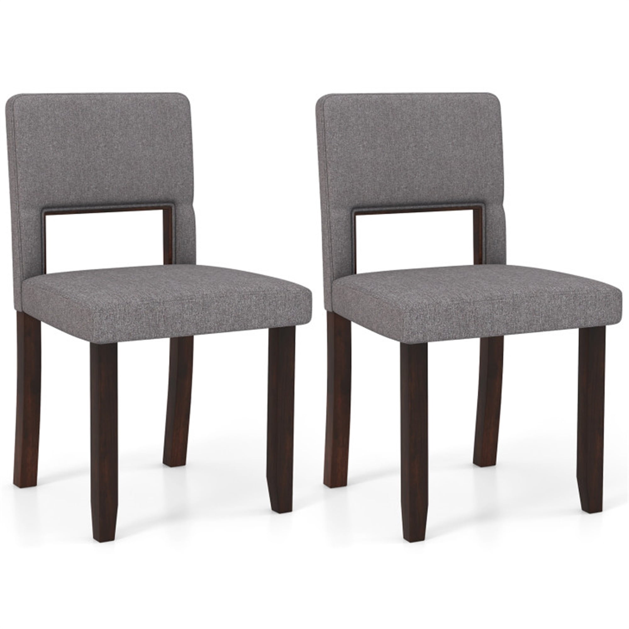 Finihen Set of 2 Dining Chair with Acacia Wood Frame Padded Seat and Back for Dining Room Living Room, Gray Finihen Set of 2 Dining Chair with Acacia Wood Frame Padded Seat and Back for Dining Room Living Room, Gray