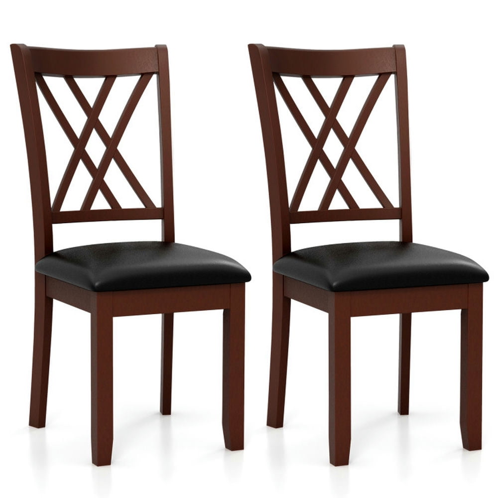 Finihen Set of 2 Dining Chair with Backrest and Padded Seat for Dining Room Living Room, Brown Finihen Set of 2 Dining Chair with Backrest and Padded Seat for Dining Room Living Room, Brown