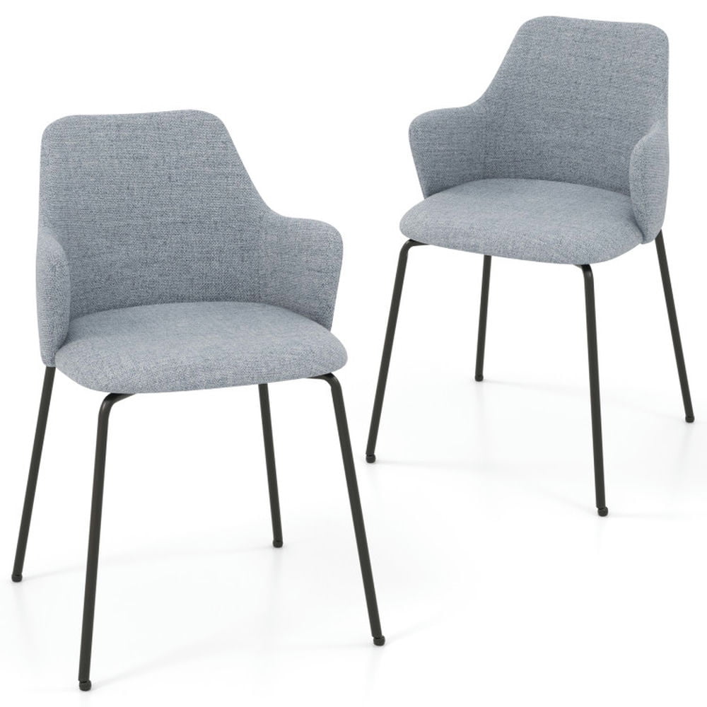 Finihen Set of 2 Dining Chairs with Curved Backrest Wide Seat and Armrests for Dining Room Living Room, Gray Finihen Set of 2 Dining Chairs with Curved Backrest Wide Seat and Armrests for Dining Room Living Room, Gray