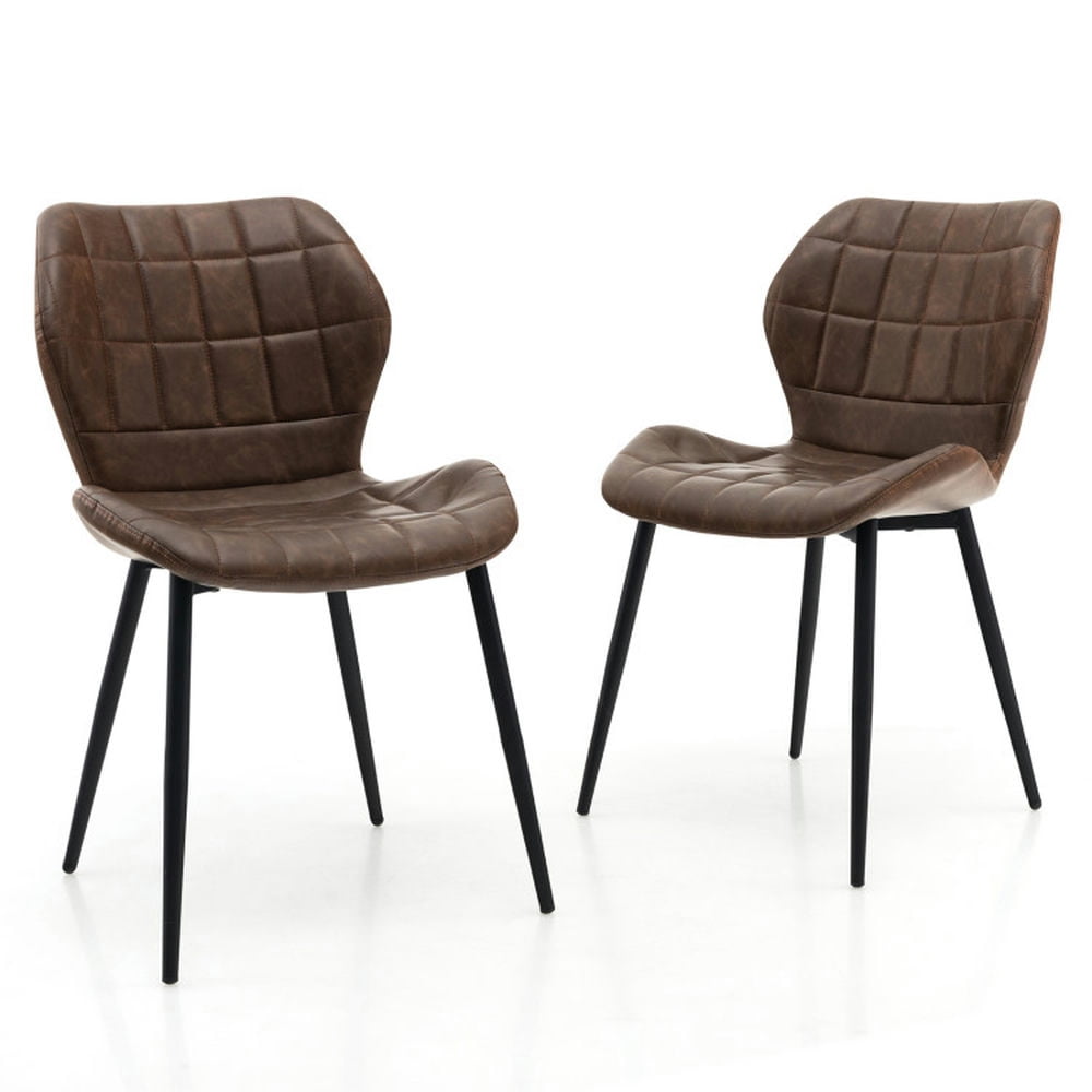 Finihen Set of 2 Dining Chairs with Padded Back Metal Legs and Adjustable Foot Pads for Dining Room Living Room, Brown Finihen Set of 2 Dining Chairs with Padded Back Metal Legs and Adjustable Foot Pads for Dining Room Living Room, Brown
