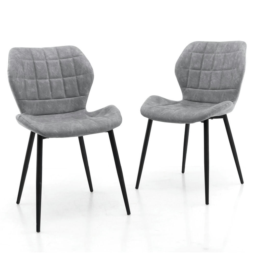 Finihen Set of 2 Dining Chairs with Padded Back Metal Legs and Adjustable Foot Pads for Dining Room Living Room, Gray Finihen Set of 2 Dining Chairs with Padded Back Metal Legs and Adjustable Foot Pads for Dining Room Living Room, Gray