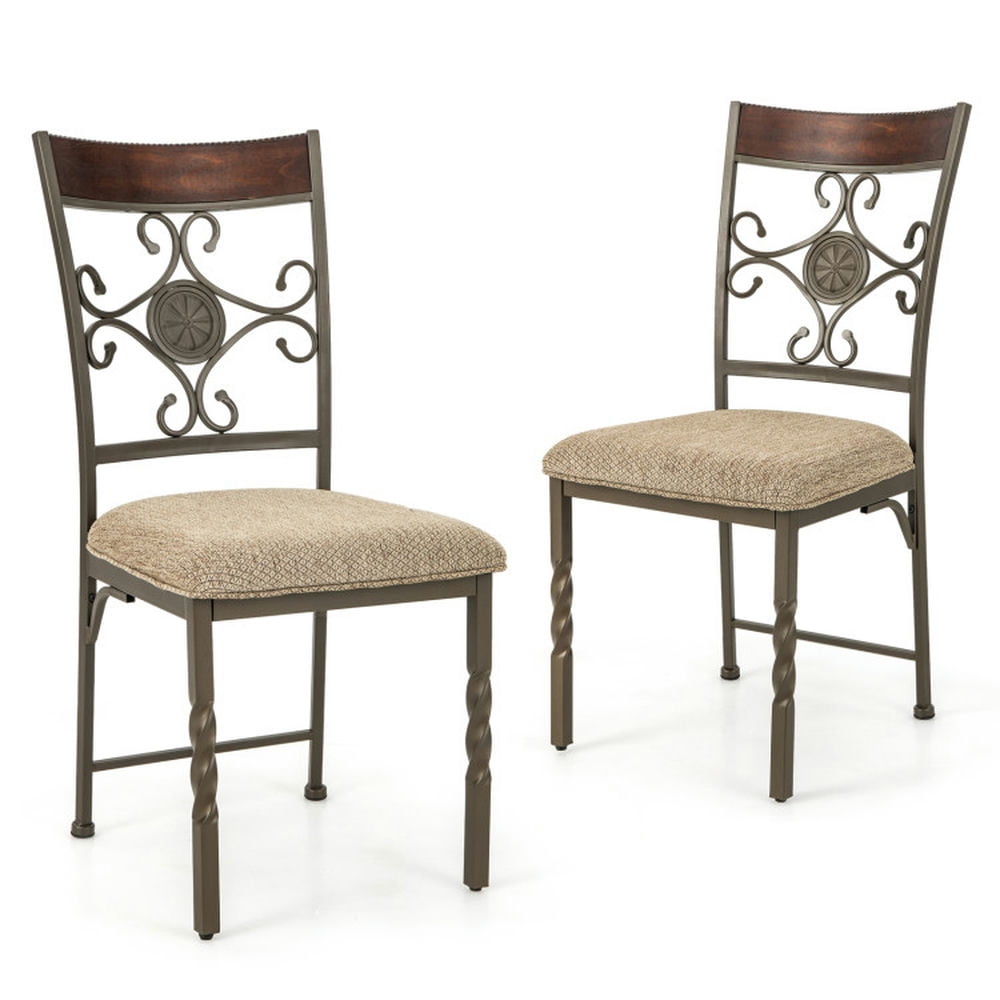 Finihen Set of 2 Dining Room Chairs Armless Kitchen Dining Chairs Set with Seat Cushion, Brown Finihen Set of 2 Dining Room Chairs Armless Kitchen Dining Chairs Set with Seat Cushion, Brown