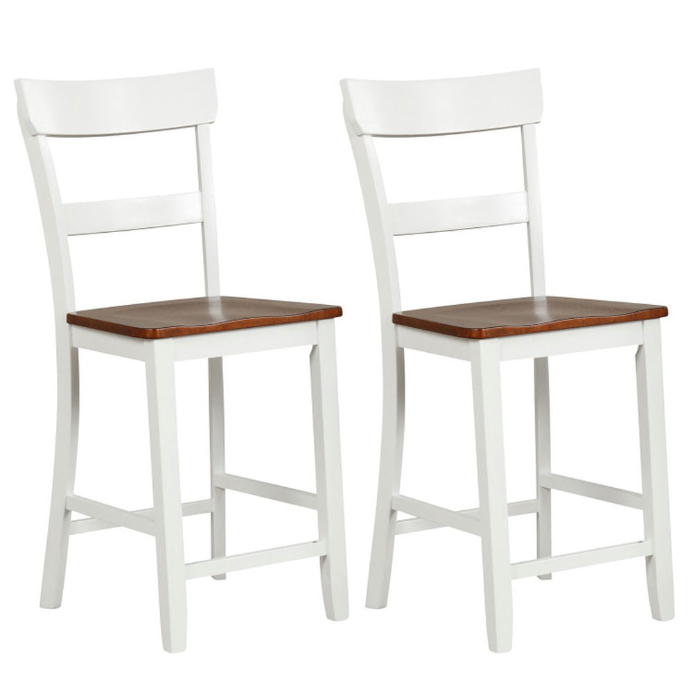 Finihen Set of 2 Farmhouse Dining Chairs Bar Stool with Solid Rubber Wood Frame for Dining Room Living Room, White Finihen Set of 2 Farmhouse Dining Chairs Bar Stool with Solid Rubber Wood Frame for Dining Room Living Room, White
