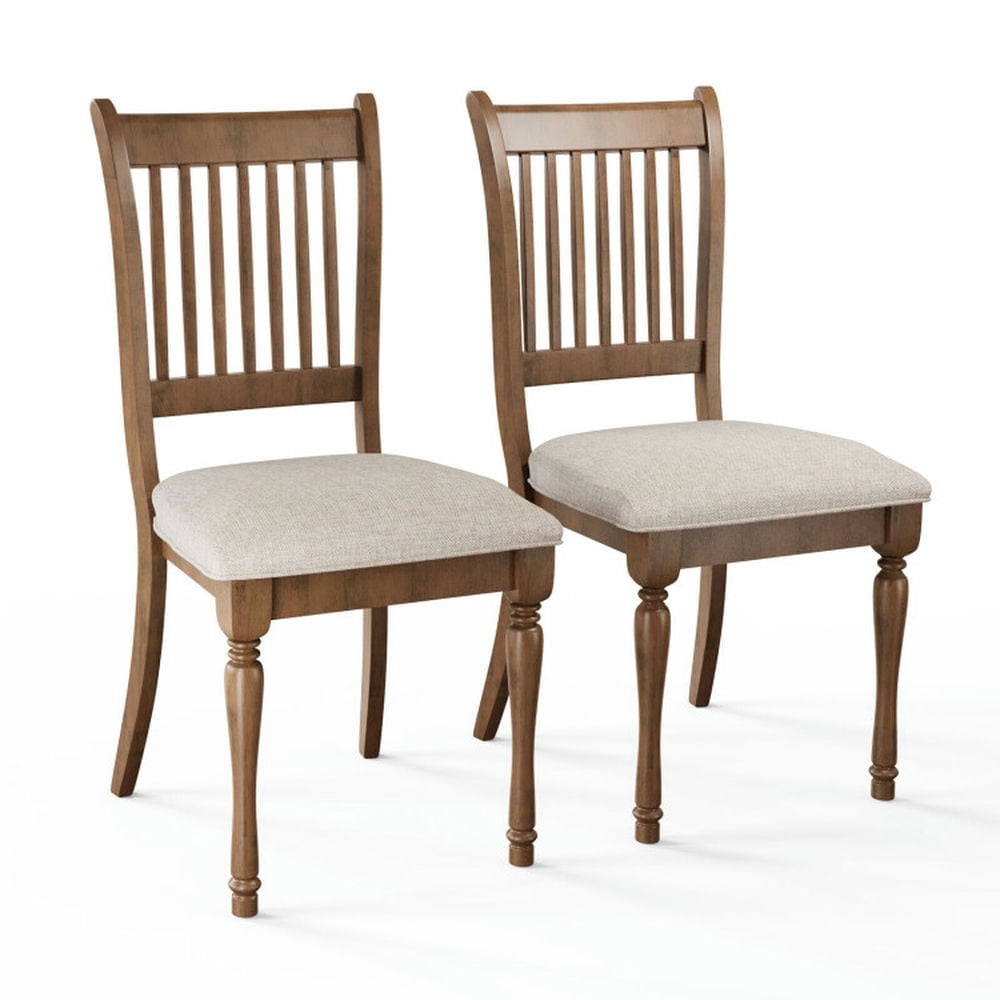 Demi Bonn Set of 2 Farmhouse Upholstered Dining Chair with Rubberwood Legs for Dining Room Living Room, Brown