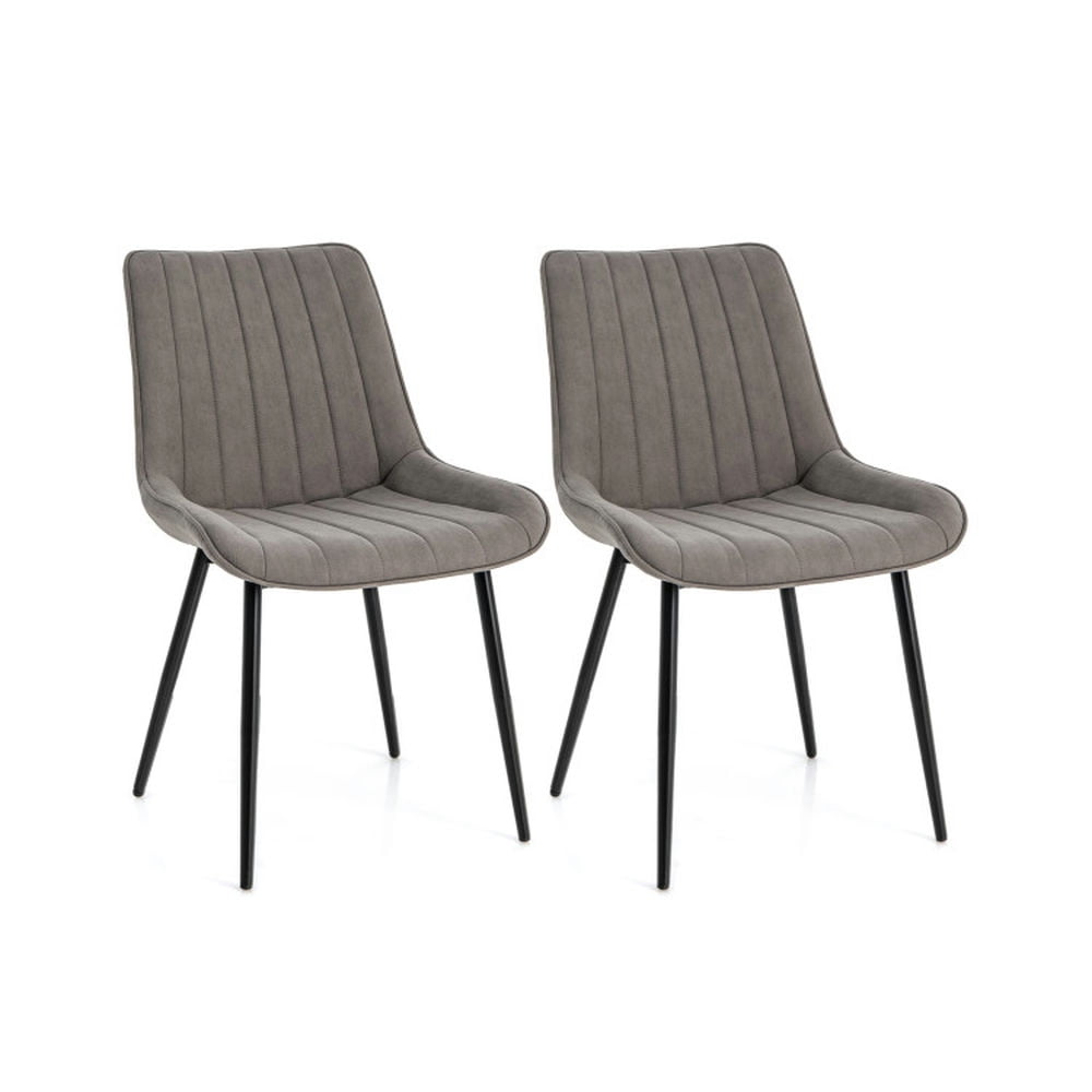 Finihen Set of 2 Faux-Leather Fabric Dining Chair with Metal Legs and Padded Seat for Dining Room Living Room, Gray Finihen Set of 2 Faux-Leather Fabric Dining Chair with Metal Legs and Padded Seat for Dining Room Living Room, Gray