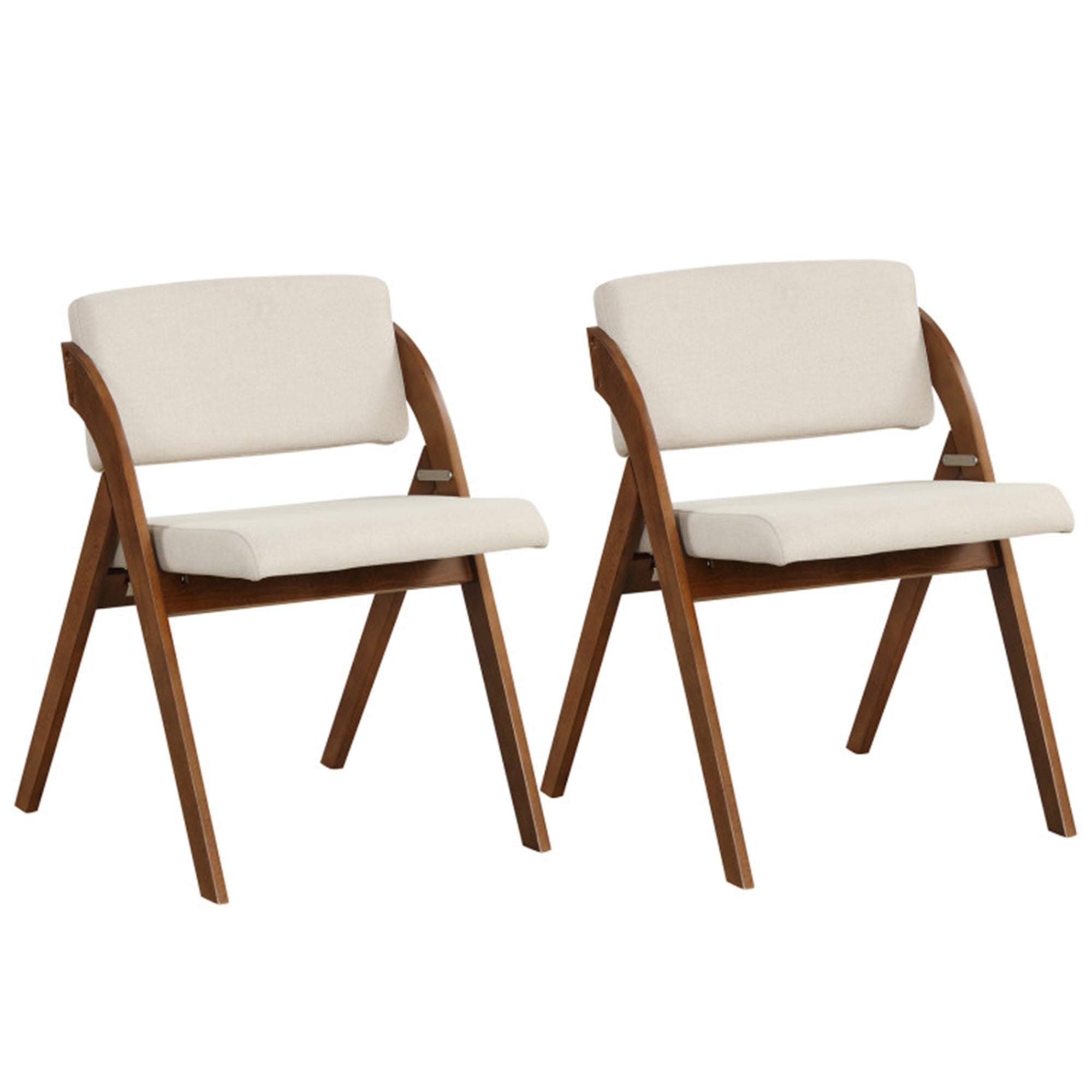 Finihen Set of 2 Folding Kitchen Dining Chairs with Rubber Wood Legs and Backrest, Brown Finihen Set of 2 Folding Kitchen Dining Chairs with Rubber Wood Legs and Backrest, Brown