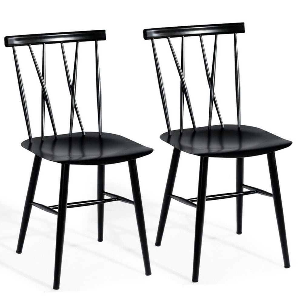 Finihen Set of 2 Modern Dining Chairs with Backrest, Black Finihen Set of 2 Modern Dining Chairs with Backrest, Black