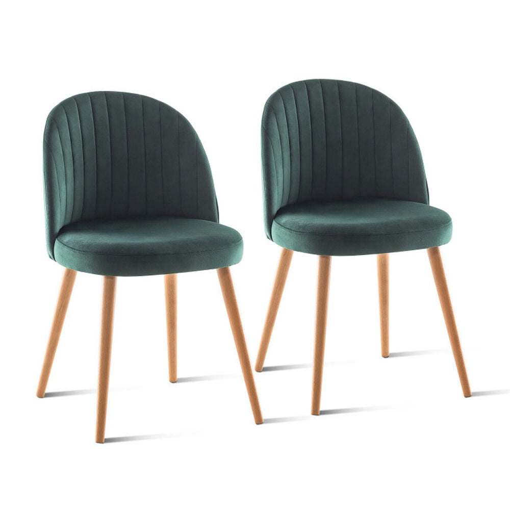 Finihen Set of 2 Modern Mid-back Armless Dining Chairs with Wood Legs for Dining Room Living Room, Green Finihen Set of 2 Modern Mid-back Armless Dining Chairs with Wood Legs for Dining Room Living Room, Green