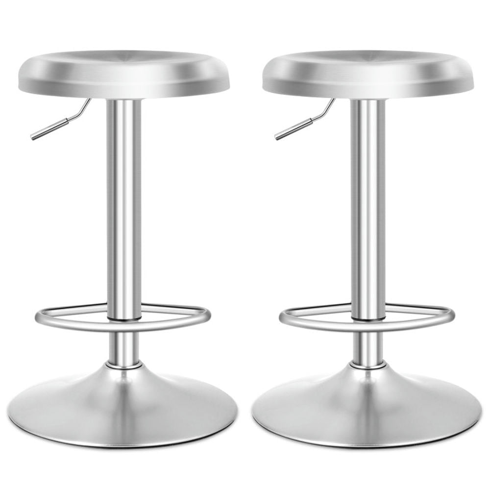 Demi Bonn Set of 2 Modern Swivel Adjustable Height Bar Stool with Footrest for Pub Bistro Kitchen Dining Chair, Silver