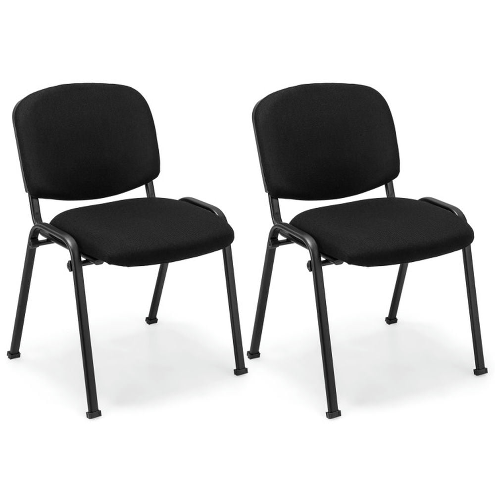 Finihen Set of 2 Office Chair with Metal Frame and Padded Cushions for Conference Room, Work Computer Desk Chair, Black Finihen Set of 2 Office Chair with Metal Frame and Padded Cushions for Conference Room, Work Computer Desk Chair, Black