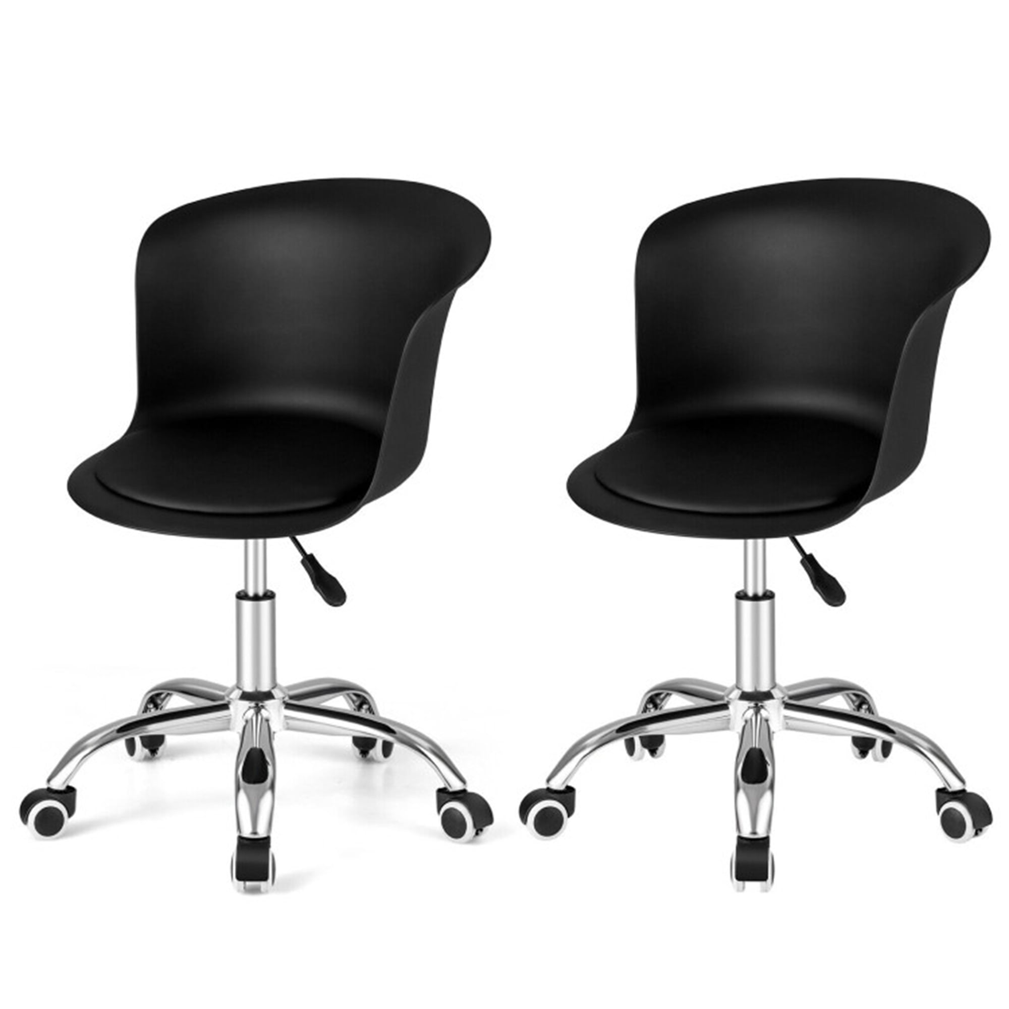 Finihen Set of 2 Office Desk Chair with Ergonomic Backrest and Soft Padded PU Leather Seat for Home, Bedroom, Study, Black Finihen Set of 2 Office Desk Chair with Ergonomic Backrest and Soft Padded PU Leather Seat for Home, Bedroom, Study, Black