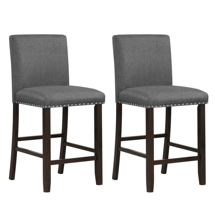 Finihen Set of 2 PVC Leather Bar Stools with Back for Kitchen Island, Modern Dining Chair, Gray Finihen Set of 2 PVC Leather Bar Stools with Back for Kitchen Island, Modern Dining Chair, Gray