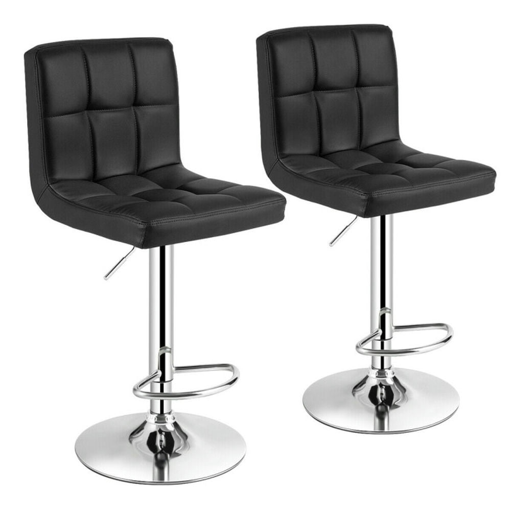 Finihen Set of 2 Square Swivel Adjustable PU Leather Bar Stools with Back and Footrest, Modern Dining Chair, Black Finihen Set of 2 Square Swivel Adjustable PU Leather Bar Stools with Back and Footrest, Modern Dining Chair, Black