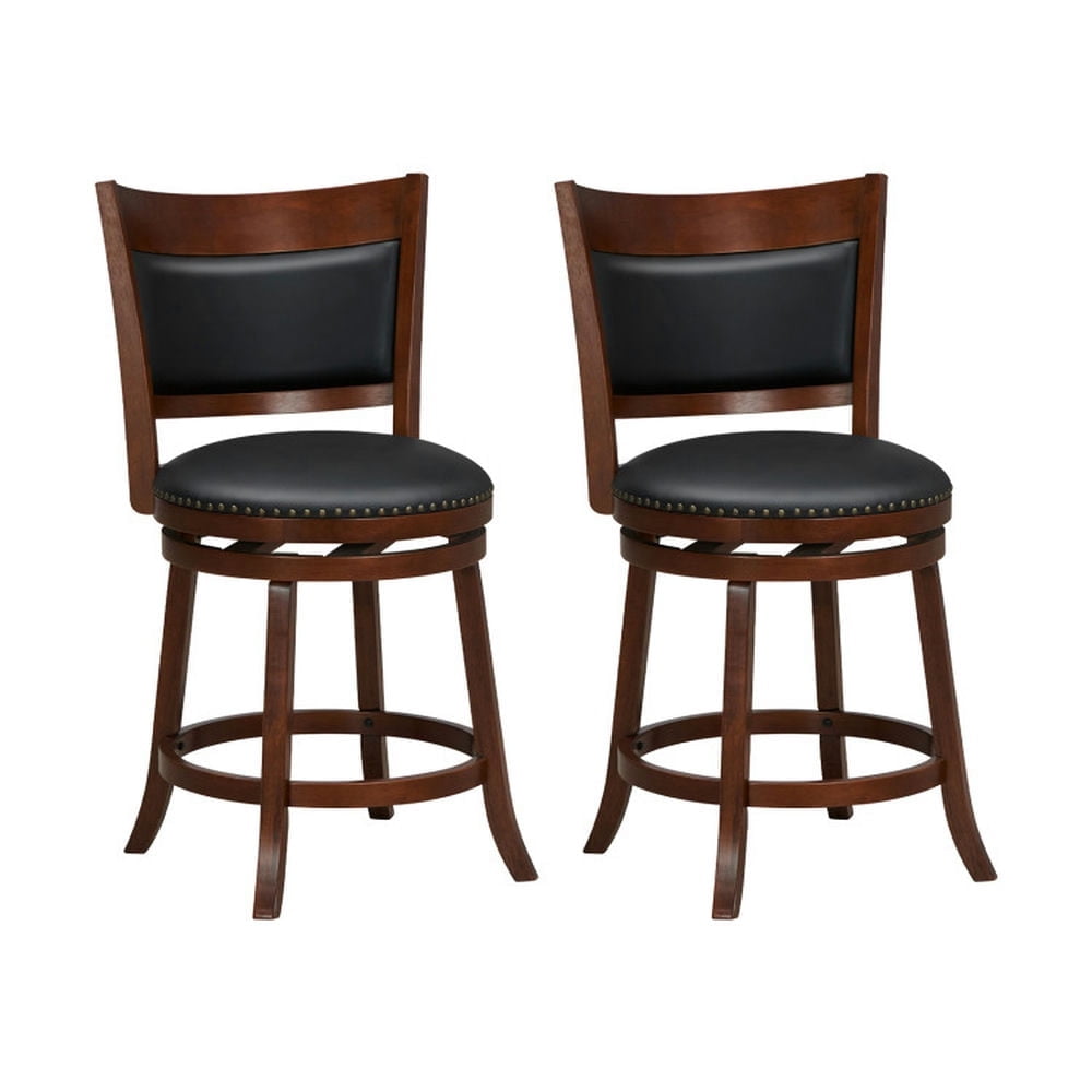 Demi Bonn Set of 2 Swivel Bar Stools with 20" Wider Cushioned Seat, Modern Dining Chair with Backrests, Brown