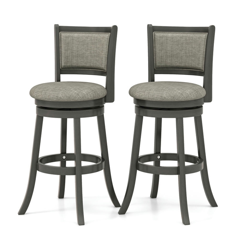 Finihen Set of 2 Swivel Bar Stools with Soft-padded Back and Seat, Modern Kitchen Dining Chair, Gray-L Finihen Set of 2 Swivel Bar Stools with Soft-padded Back and Seat, Modern Kitchen Dining Chair, Gray-L