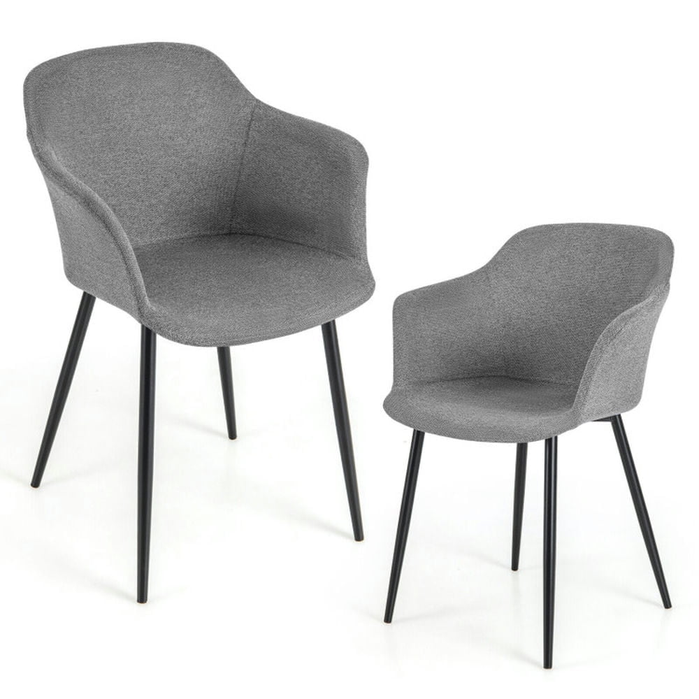 Demi Bonn Set of 2 Upholstered Dining Chair with Ergonomic Backrest Design, Modern Living Dining Room Arm Chairs, Gray