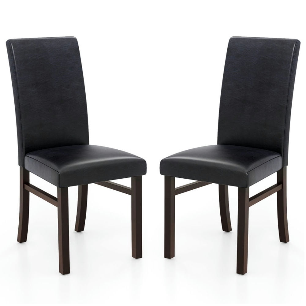 Finihen Set of 2 Upholstered Dining Chairs with Solid Rubber Wood Legs for Dining Room Living Room, Black