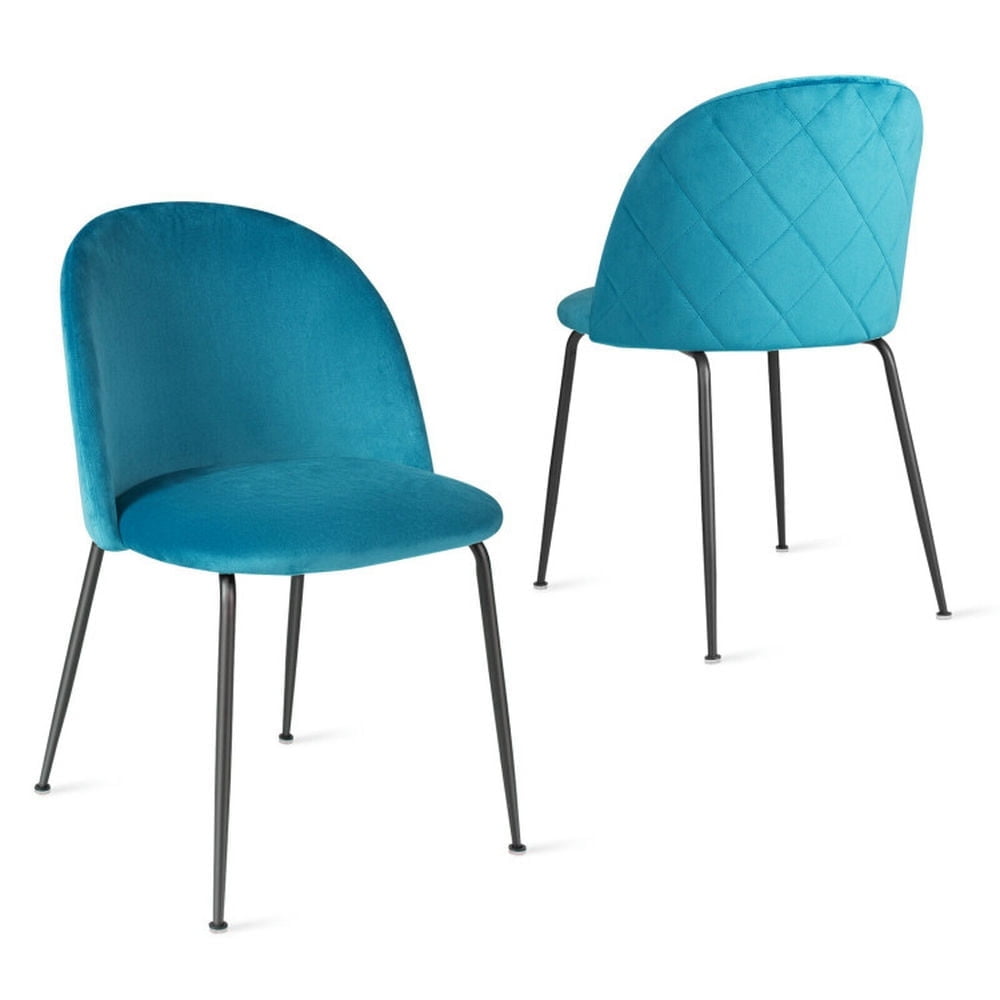 Demi Bonn Set of 2 Upholstered Velvet Dining Chair with Metal Base for Living Room, Teal