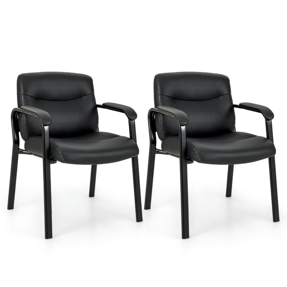 Finihen Set of 2 Waiting Room Chair No Wheels, Work Computer Desk Chair for Home, Bedroom, Study, Black