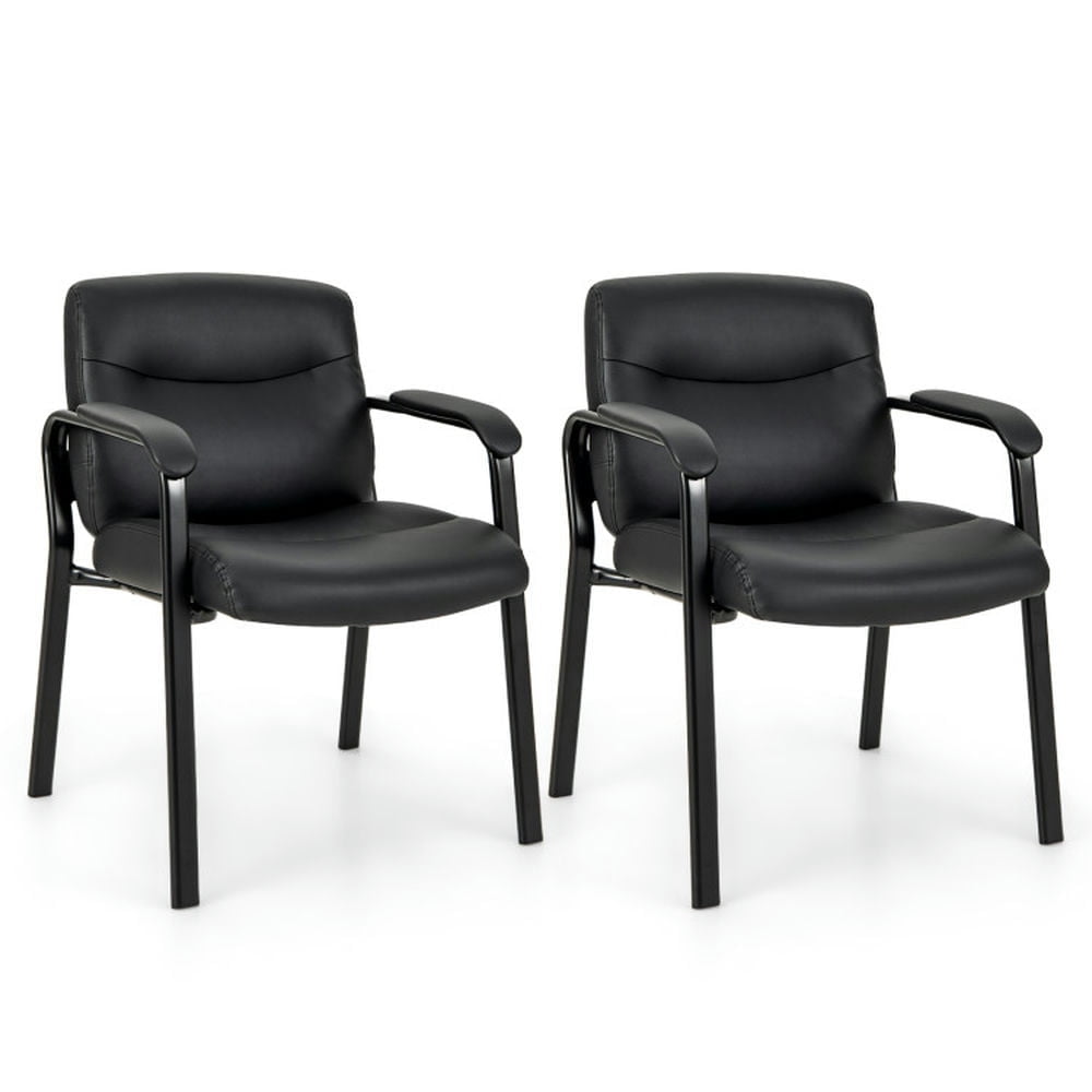 Demi Bonn Set of 2 Waiting Room Chair No Wheels, Work Computer Desk Chair for Home, Bedroom, Study, Black