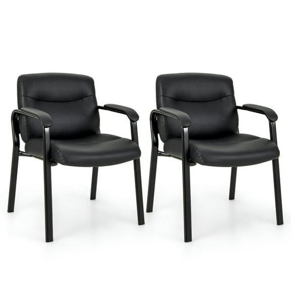 Demi Bonn Set of 2 Waiting Room Chair No Wheels, Work Computer Desk Chair for Home, Bedroom, Study, Black