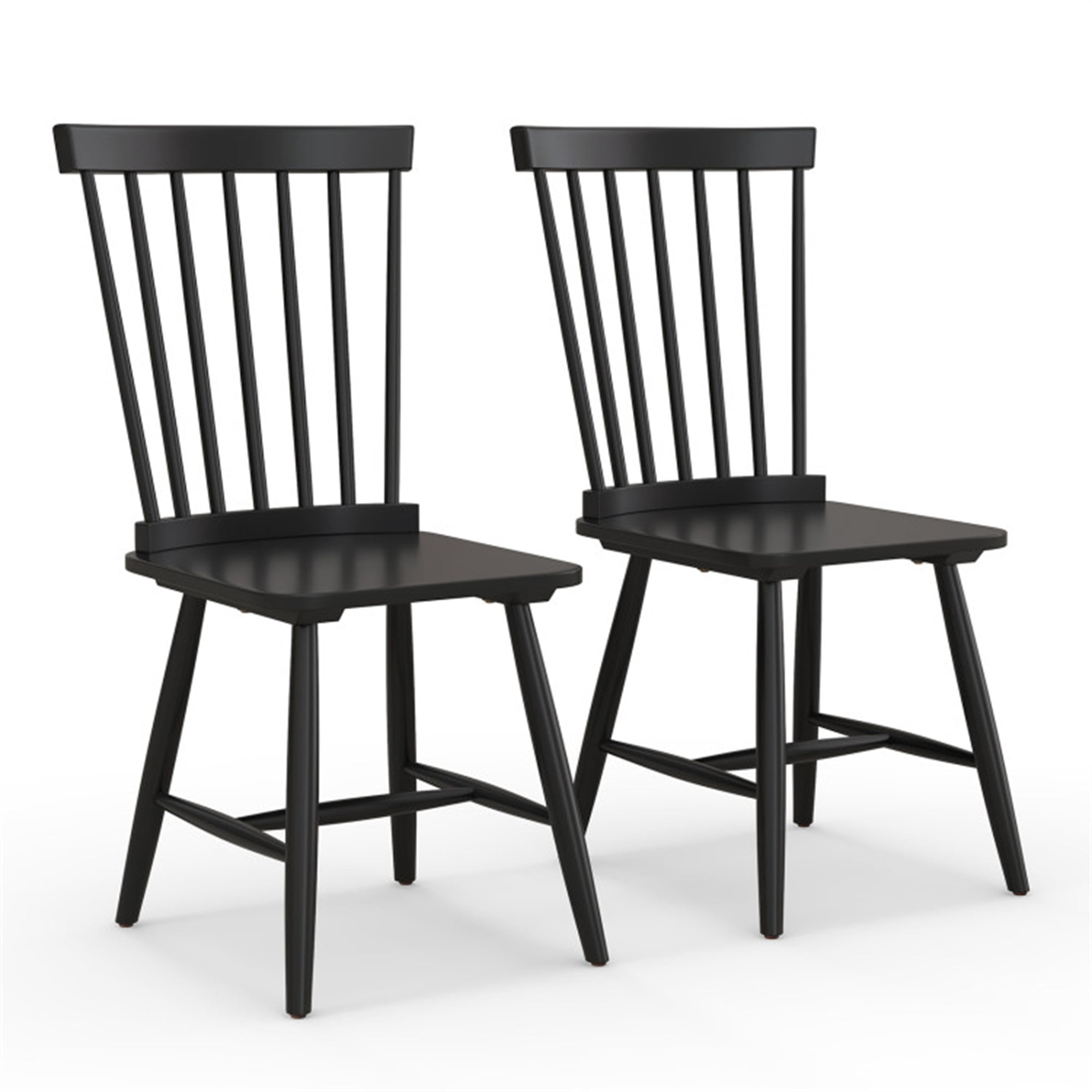 Finihen Set of 2 Windsor Dining Chairs with High Spindle Back, Modern Living Dining Room Accent Wood Kitchen Chairs, Black Finihen Set of 2 Windsor Dining Chairs with High Spindle Back, Modern Living Dining Room Accent Wood Kitchen Chairs, Black