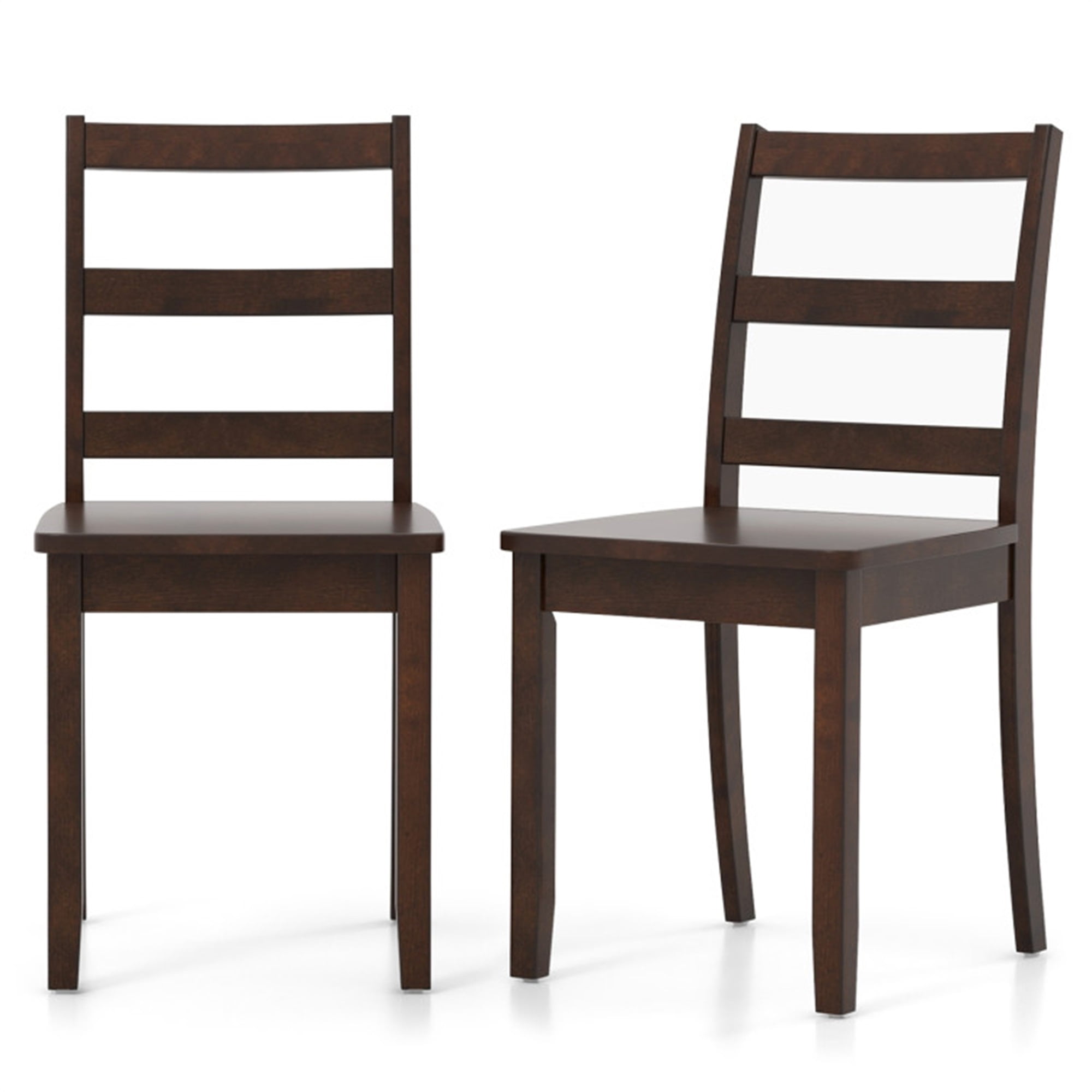 Finihen Set of 2 Wood Dining Chairs with Solid Rubber Wood Legs and Backrest, Brown