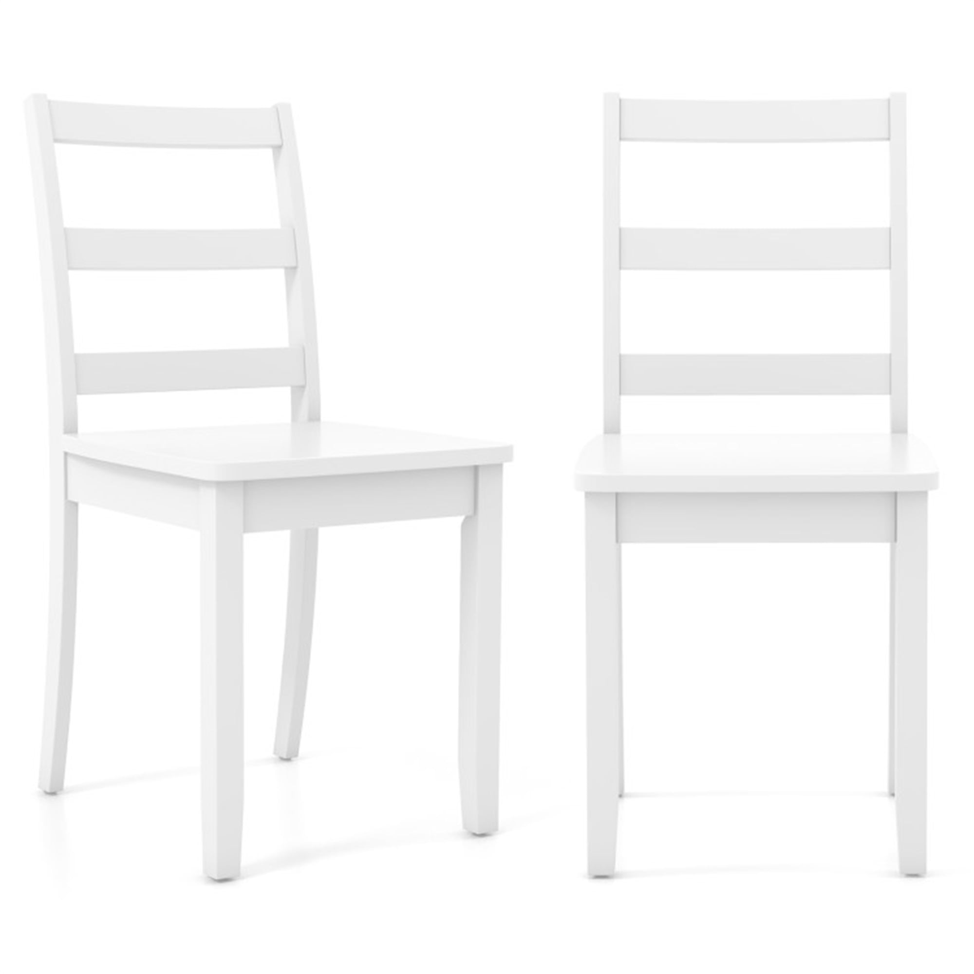 Finihen Set of 2 Wood Dining Chairs with Solid Rubber Wood Legs and Backrest, White