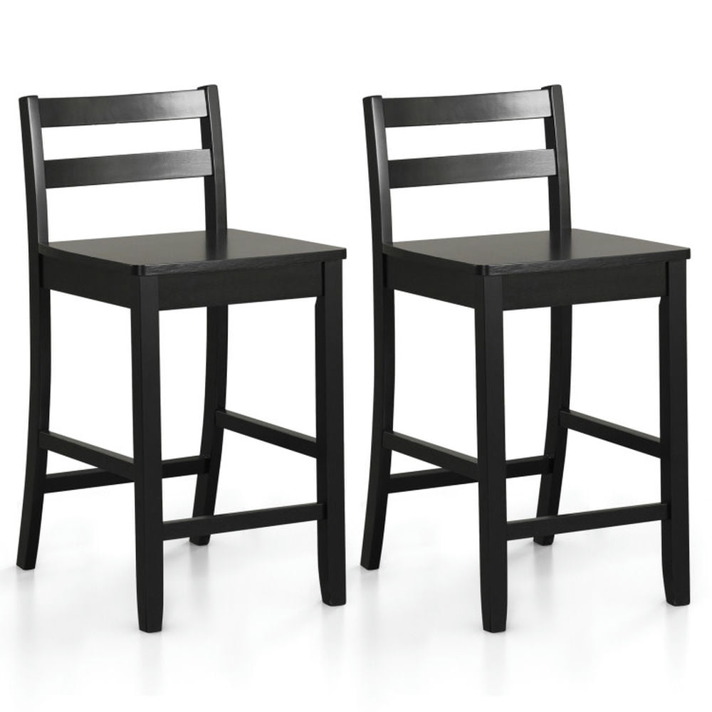 Finihen Set of 2 Wooden Bar Stools with Ergonomic Backrest and Footrest, Modern Kitchen Dining Chair, Black Finihen Set of 2 Wooden Bar Stools with Ergonomic Backrest and Footrest, Modern Kitchen Dining Chair, Black
