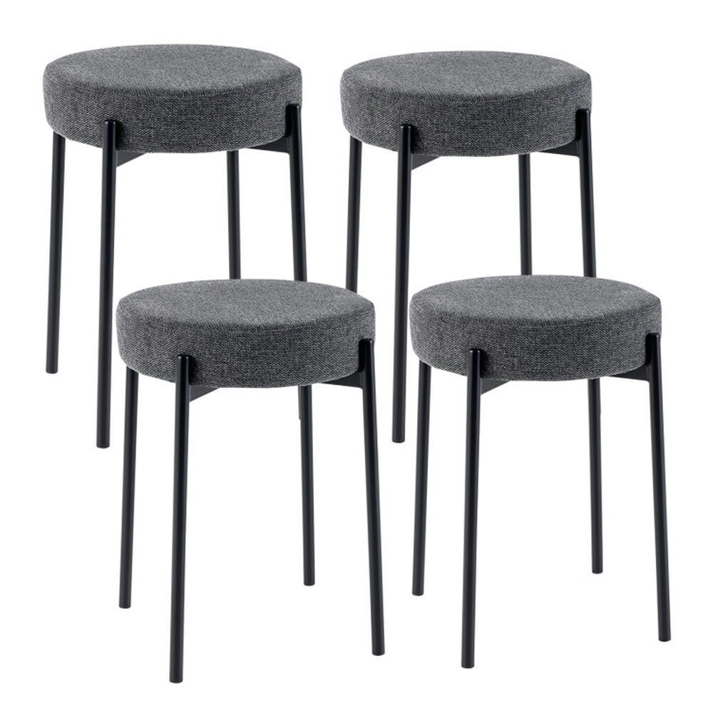 Finihen Set of 4 Bar Stools Upholstered Kitchen Stools with Foot Pads, Modern Kitchen Dining Chair, Dark Gray Finihen Set of 4 Bar Stools Upholstered Kitchen Stools with Foot Pads, Modern Kitchen Dining Chair, Dark Gray