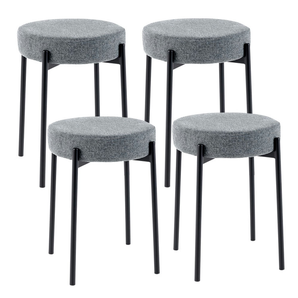 Finihen Set of 4 Bar Stools Upholstered Kitchen Stools with Foot Pads, Modern Kitchen Dining Chair, Light Gray Finihen Set of 4 Bar Stools Upholstered Kitchen Stools with Foot Pads, Modern Kitchen Dining Chair, Light Gray