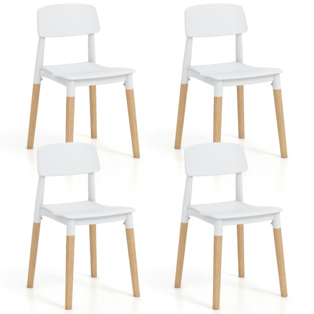 Finihen Set of 4 Modern Dining Side Dining Chairs with Ergonomic Backrest for Dining Room Living Room, White Finihen Set of 4 Modern Dining Side Dining Chairs with Ergonomic Backrest for Dining Room Living Room, White