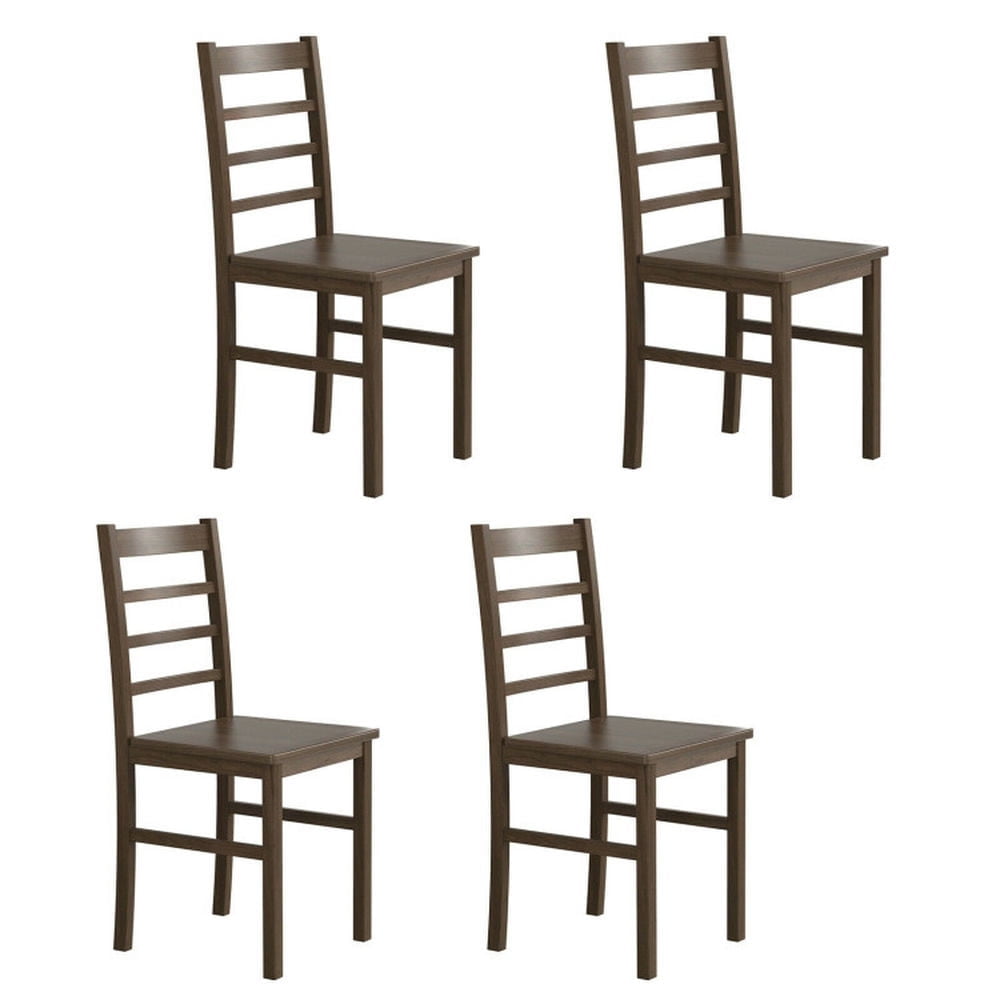 Demi Bonn Set of 4 Modern Kitchen Dining Chairs with Solid Rubber Wood Structure and Backrest for Dining Room Living Room, Walnut