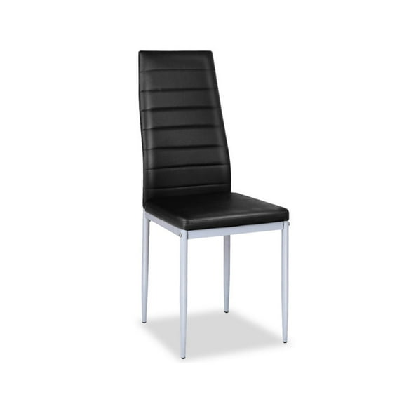 Demi Bonn Set of 4 PVC Leather Dining Side Chairs Elegant Design for Dining Room Living Room, Black