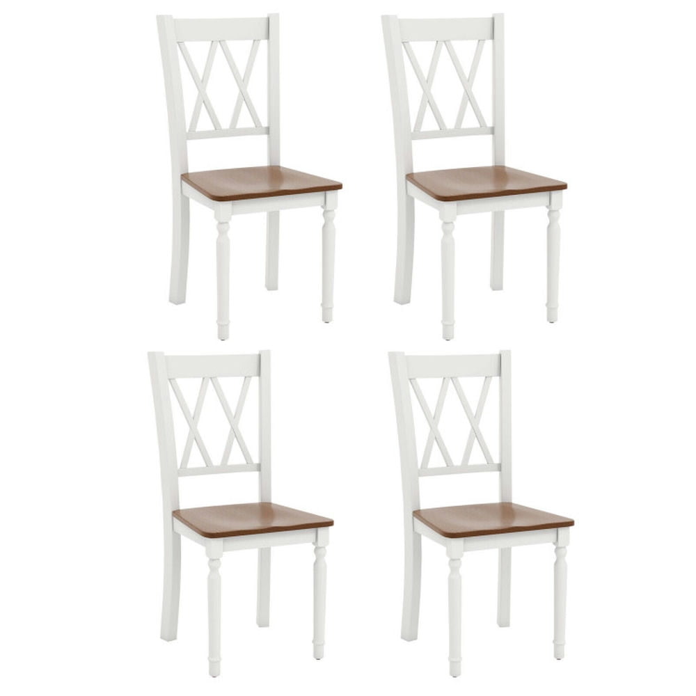 Finihen Set of 4 Wooden Farmhouse Kitchen Dining Chairs with Rubber Wood Seat and Backrest for Dining Room Living Room, Brown Finihen Set of 4 Wooden Farmhouse Kitchen Dining Chairs with Rubber Wood Seat and Backrest for Dining Room Living Room, Brown