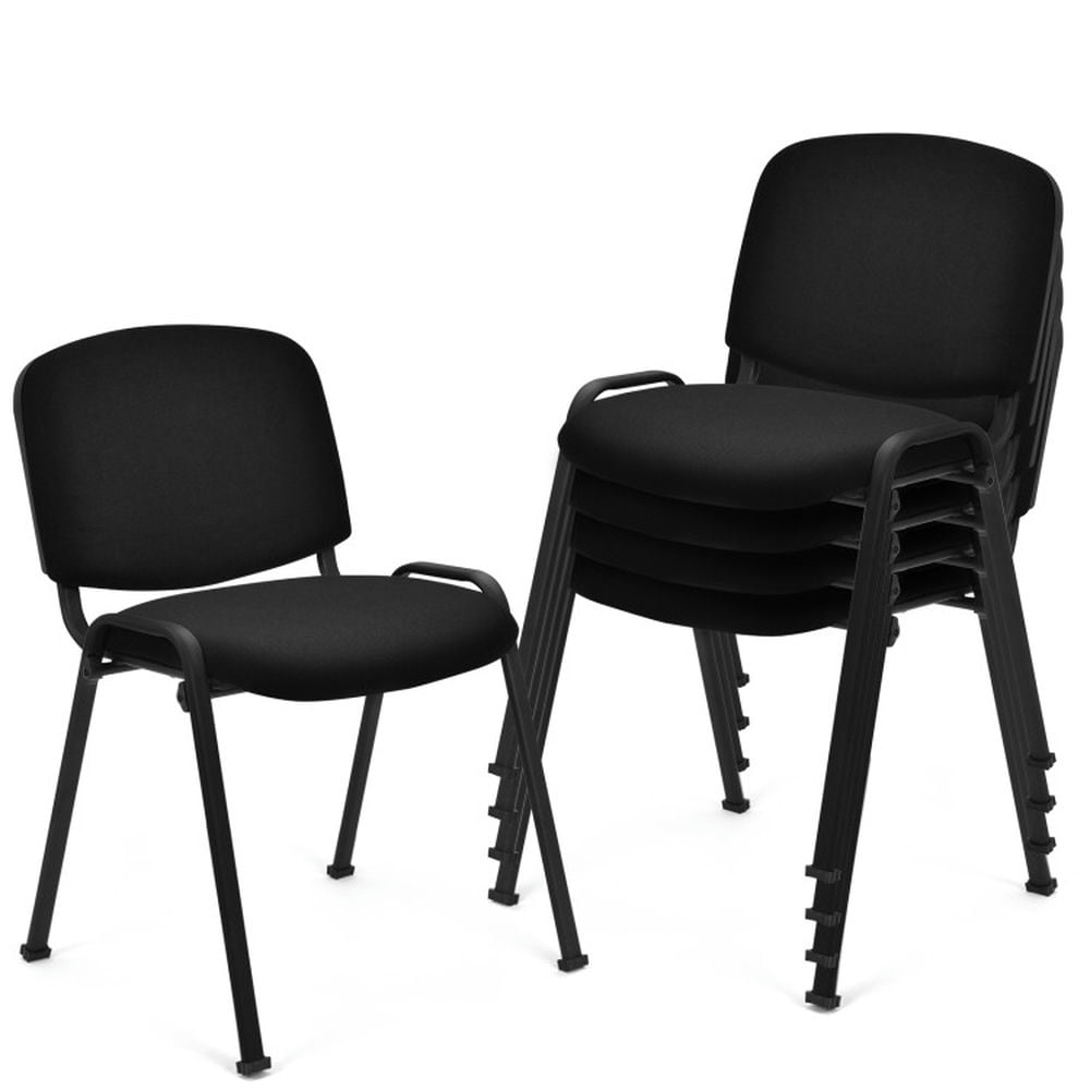 Finihen Set of 5 Office Chair with Metal Frame and Padded Cushions for Conference Room, Work Computer Desk Chair, Black Finihen Set of 5 Office Chair with Metal Frame and Padded Cushions for Conference Room, Work Computer Desk Chair, Black