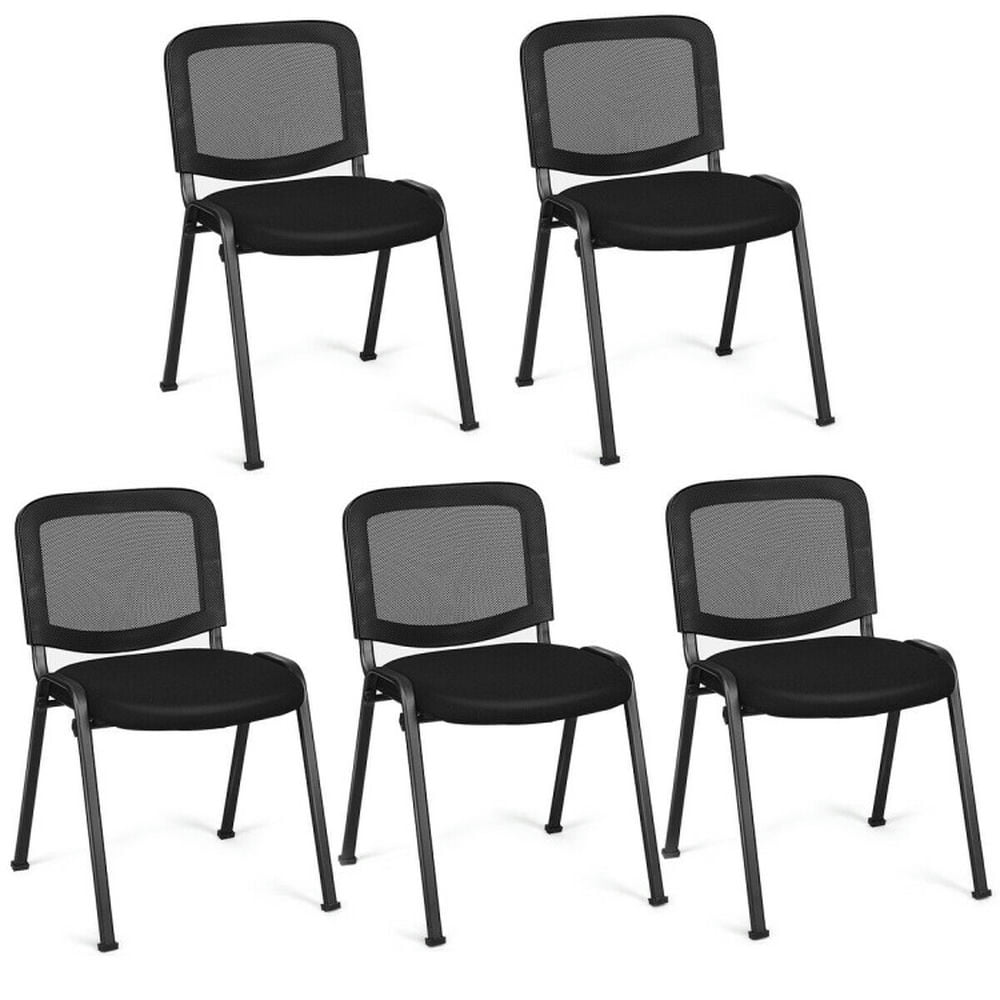 Finihen Set of 5 Stackable Conference Chairs with Mesh Back, Work Computer Desk Chair for Home, Bedroom, Study, Black Finihen Set of 5 Stackable Conference Chairs with Mesh Back, Work Computer Desk Chair for Home, Bedroom, Study, Black
