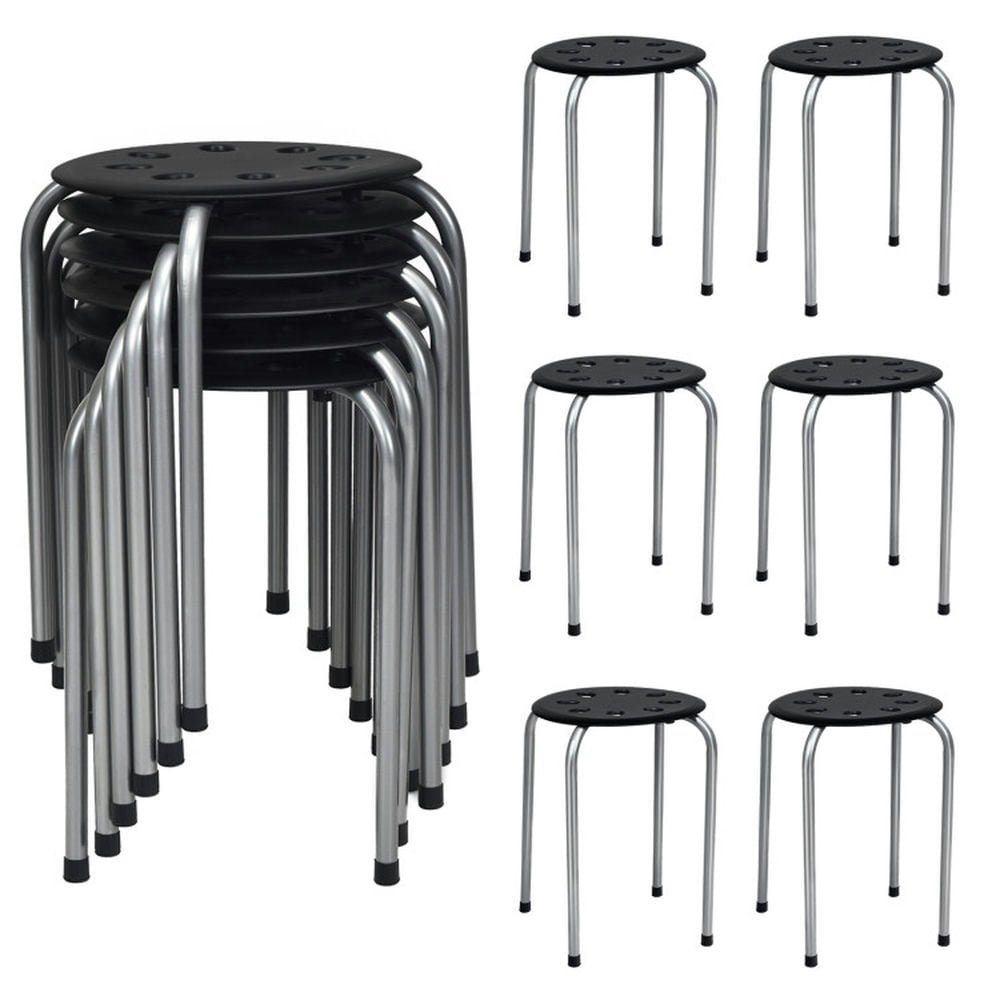 Finihen Set of 6 Portable Plastic Stack Stools, Dining Chairs with Stackable Space Saving Design, Gray Finihen Set of 6 Portable Plastic Stack Stools, Dining Chairs with Stackable Space Saving Design, Gray