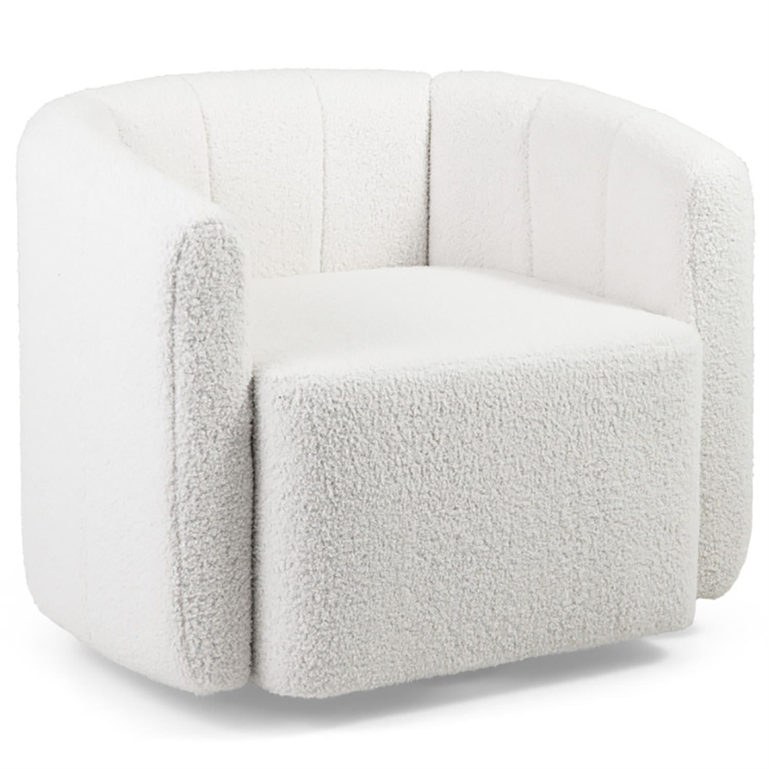 Demi Bonn Sherpa Accent Chair, Elegant Armchair with Curved Backrest and Armrests, Suitable for Living Room Bedroom Reception Room Office, White