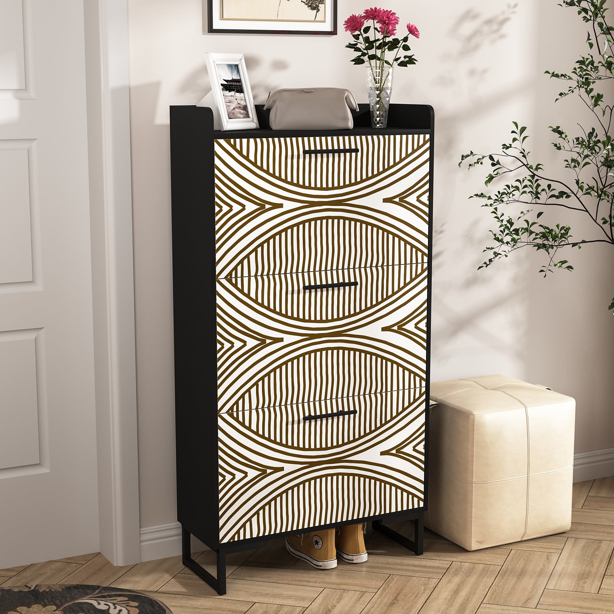Finihen Shoe Cabinet, Free Standing Tipping Bucket Shoe Rack Organizer with 3 Flip Drawers, Slim Hidden Entryway Narrow Shoe Storage, Black Finihen Shoe Cabinet, Free Standing Tipping Bucket Shoe Rack Organizer with 3 Flip Drawers, Slim Hidden Entryway Narrow Shoe Storage, Black