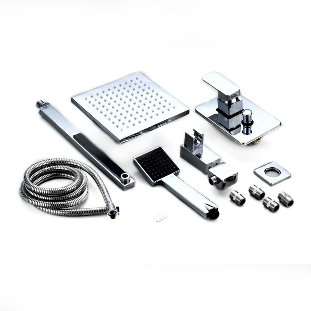Finihen Shower Faucet Set, Shower Head, 8 Inch LED Rainfall Shower Head Arm Control Valve Handspray Shower Faucet Set, White Finihen Shower Faucet Set, Shower Head, 8 Inch LED Rainfall Shower Head Arm Control Valve Handspray Shower Faucet Set, White