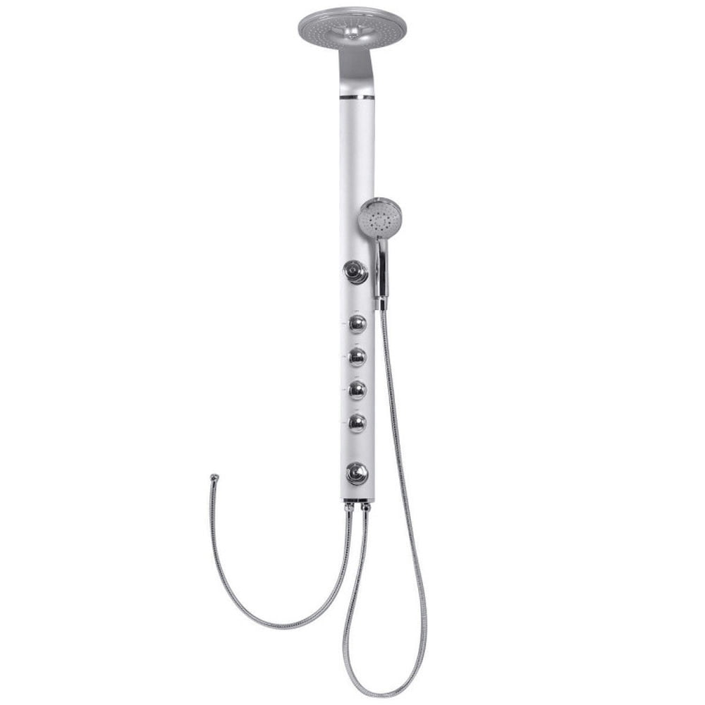 Finihen Shower Panel, Shower Panel Tower System, 40 Inch Aluminum Alloy Shower Column Massage Jet System with Hand Shower, Silver Finihen Shower Panel, Shower Panel Tower System, 40 Inch Aluminum Alloy Shower Column Massage Jet System with Hand Shower, Silver