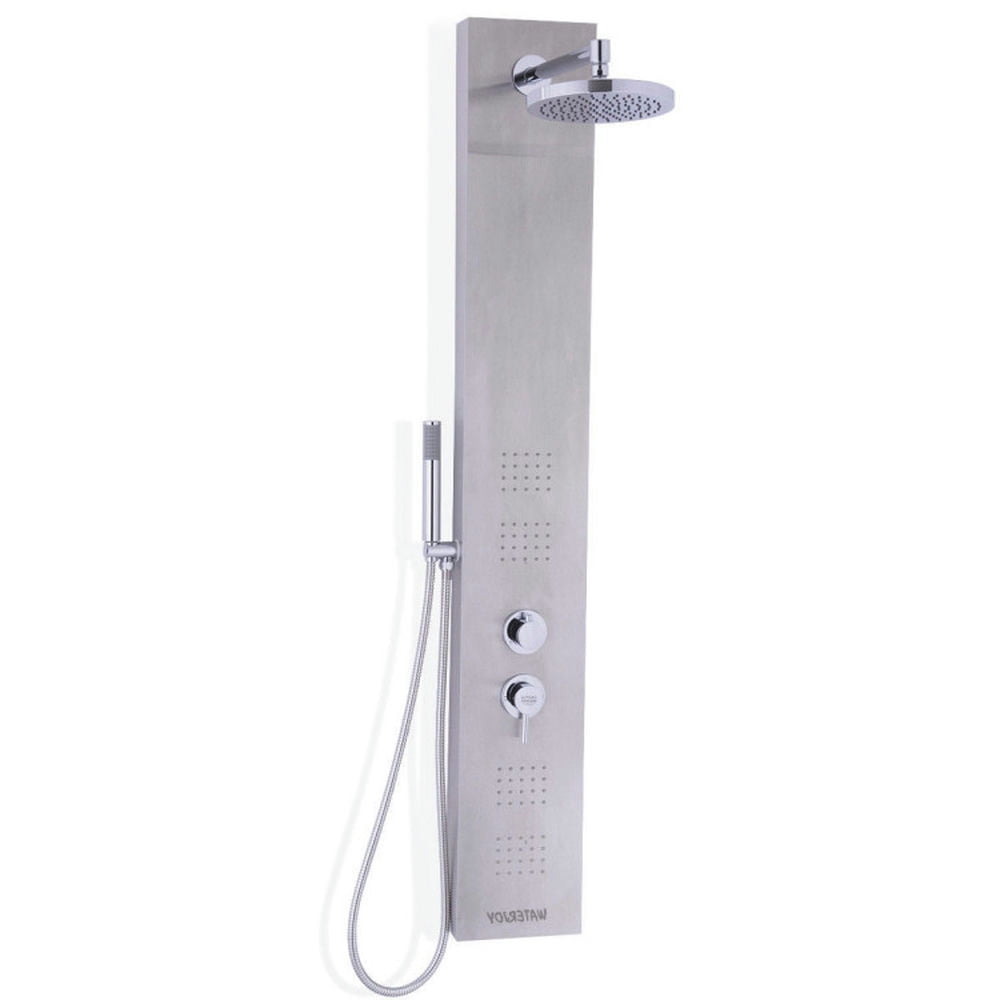 Finihen Shower Panel, Shower Panel Tower System, 55 Inch Brushed Stainless Steel Shower Panel with Hand Shower, Silver Finihen Shower Panel, Shower Panel Tower System, 55 Inch Brushed Stainless Steel Shower Panel with Hand Shower, Silver