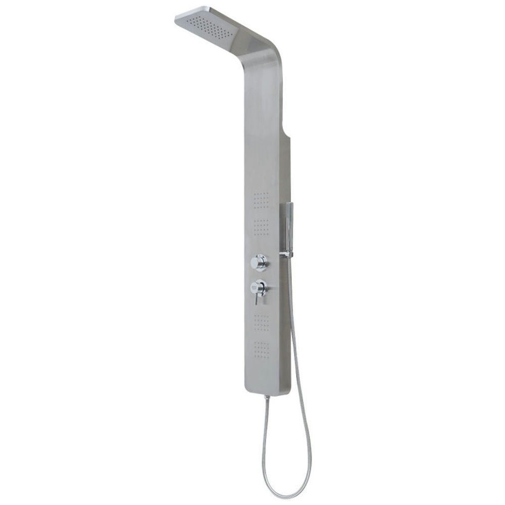 Finihen Shower Panel, Shower Panel Tower System, 57 Inch Stainless Steel Rainfall Shower Panel, Silver Finihen Shower Panel, Shower Panel Tower System, 57 Inch Stainless Steel Rainfall Shower Panel, Silver