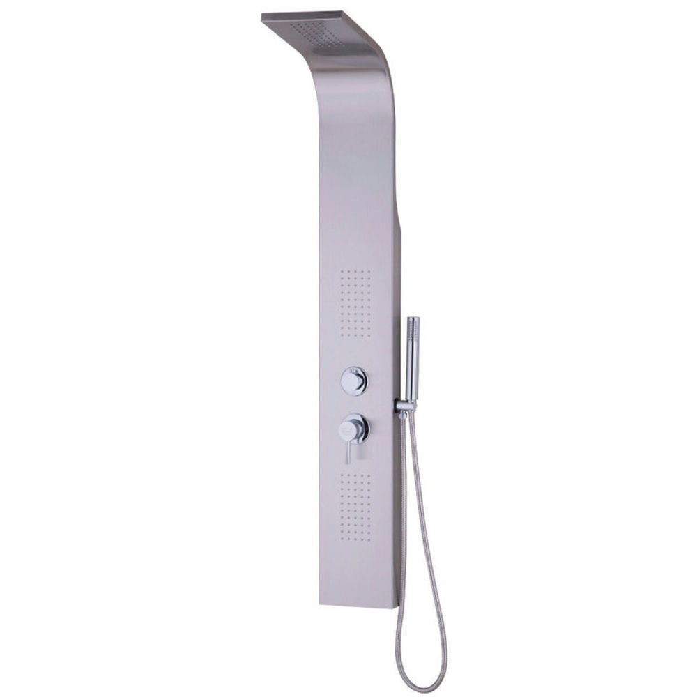 Finihen Shower Panel, Shower Panel Tower System, 57 Inch Stainless Steel Shower Panel With Massage Jets and Hand Shower, Silver Finihen Shower Panel, Shower Panel Tower System, 57 Inch Stainless Steel Shower Panel With Massage Jets and Hand Shower, Silver