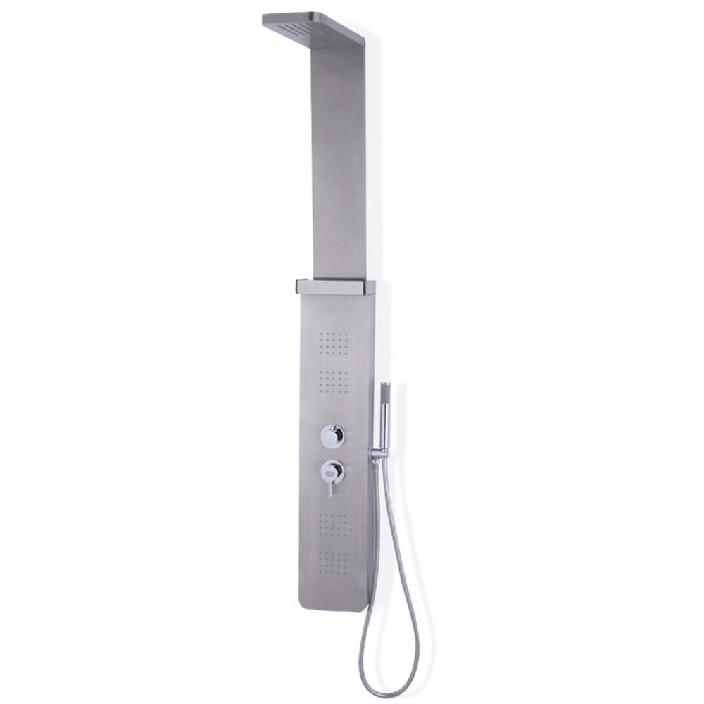 Finihen Shower Panel, Shower Panel Tower System, 59â Stainless Steel Shower Panel with Massage Jets and Hand Shower, Silver