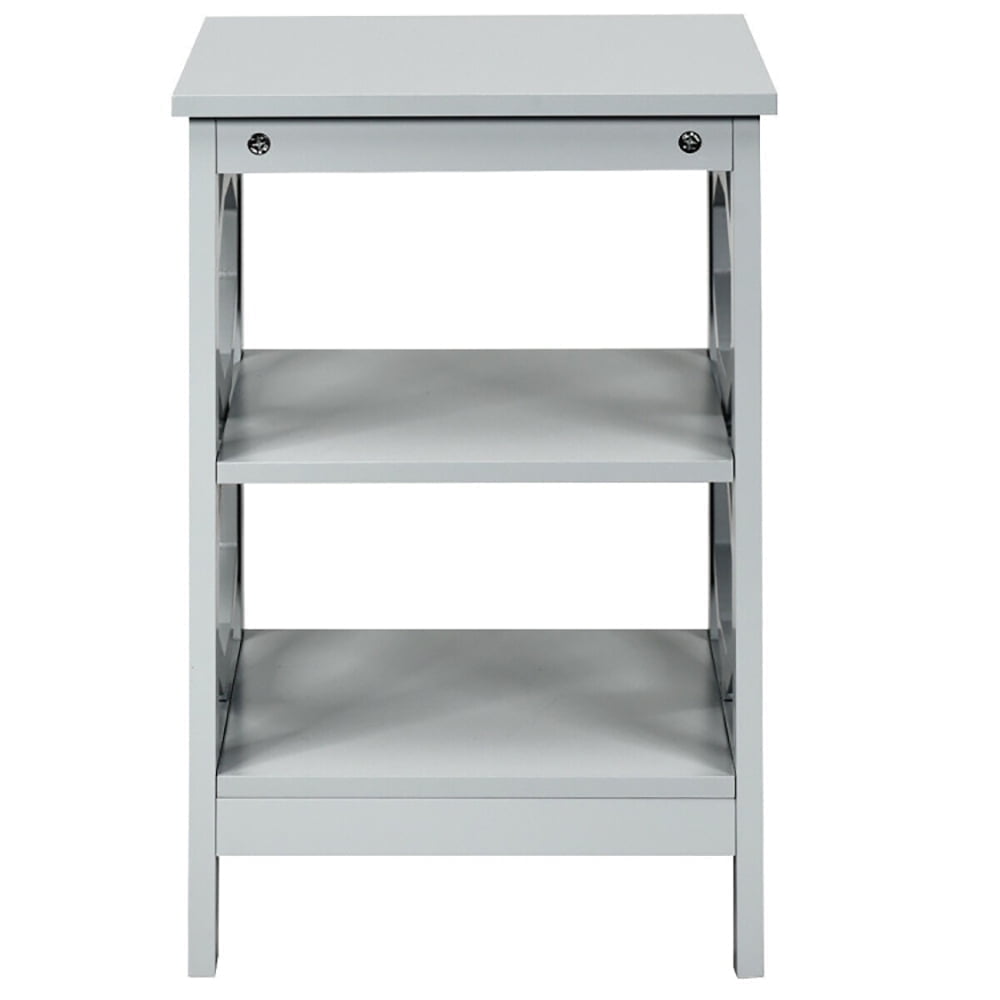 Demi Bonn Side End Table, 3 Tiers Nightstand Sofa Side End Accent Table, Bed Side Tables, for Living Room, Bedroom, Gray