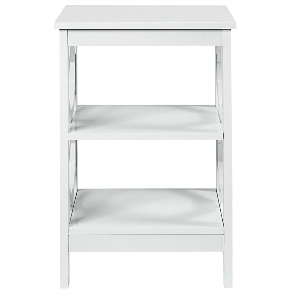 Demi Bonn Side End Table, 3-tier Nightstand Sofa Side End Accent Table, Bed Side Tables, for Living Room, Bedroom, White
