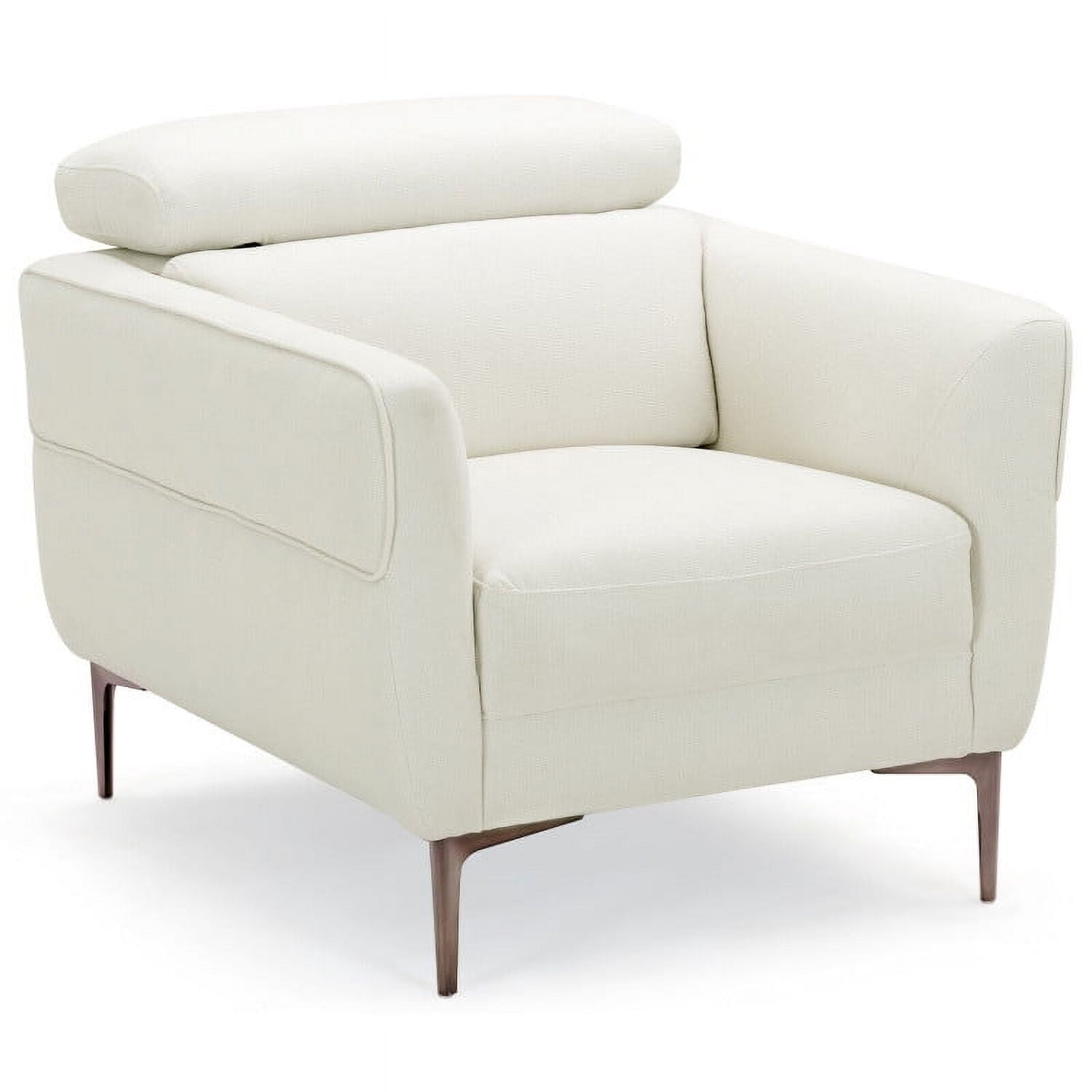 Finihen Single Sofa, Upholstered Sofa, Modern Upholstered Single Sofa with Adjustable Headrest, for Living Room, White
