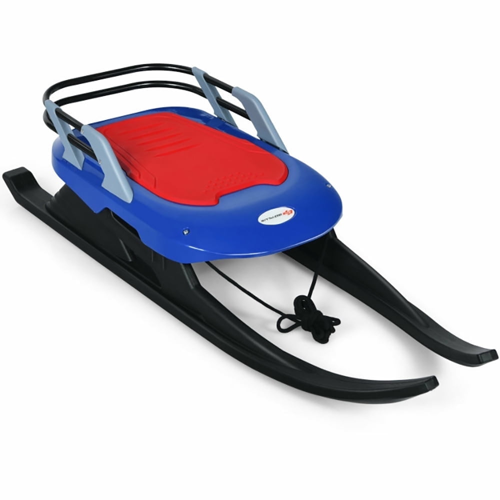Finihen Snow Racer Sled, Folding Kids' Metal Snow Sled with Pull Rope Snow Slider and Leather Seat, for Kids Teenagers Adult, Blue Finihen Snow Racer Sled, Folding Kids' Metal Snow Sled with Pull Rope Snow Slider and Leather Seat, for Kids Teenagers Adult, Blue